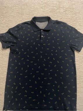 Banana Republic Men’s Navy Polo with Subtle Palm Motif